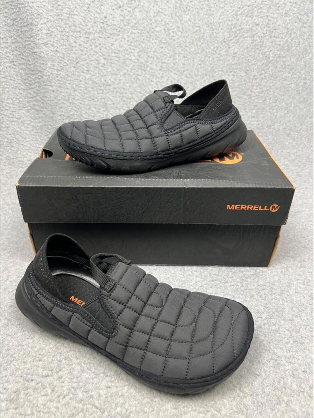 Merrell Quilted Nylon Hut Mocs Flats Shoes Womens Size 5 Comfort Slip On Black